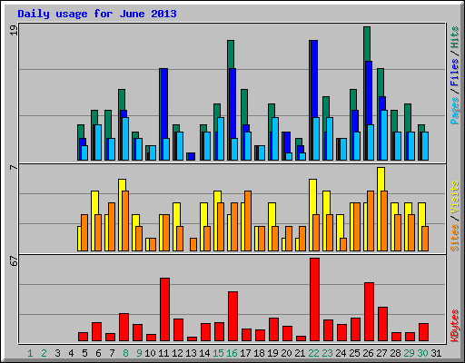 Daily usage for June 2013
