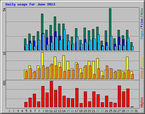 Daily usage for June 2013