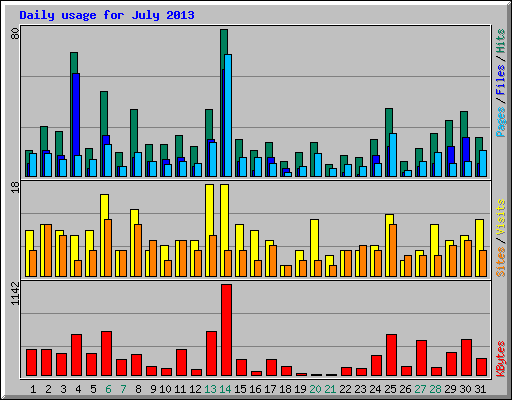 Daily usage for July 2013