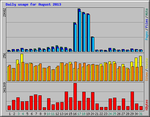 Daily usage for August 2013