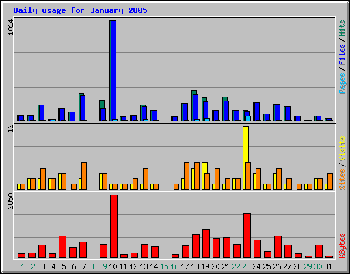 Daily usage for January 2005