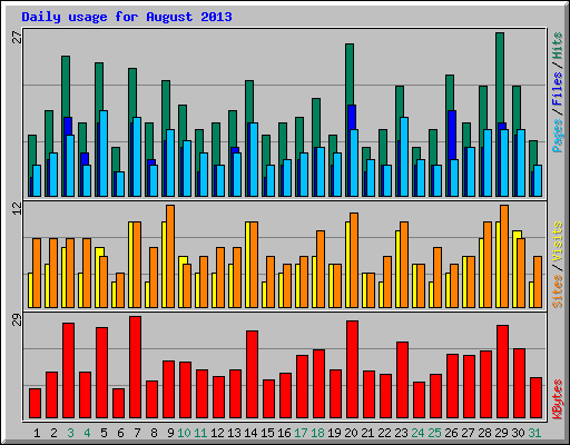 Daily usage for August 2013