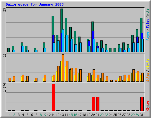 Daily usage for January 2005