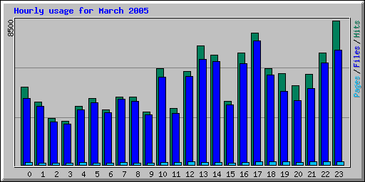 Hourly usage for March 2005