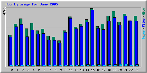 Hourly usage for June 2005