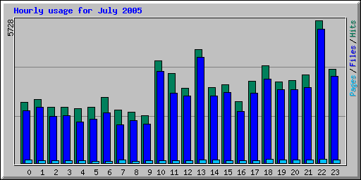 Hourly usage for July 2005